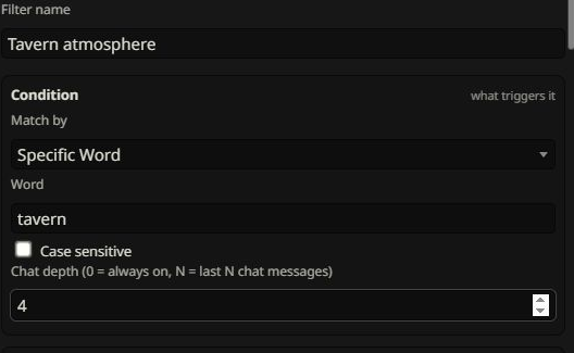 Auto Filter word condition and chat depth