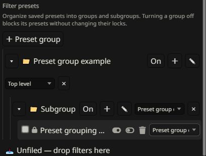 Saved preset inside a subgroup
